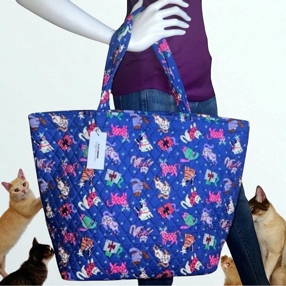 Vera Bradley Catnip Christmas Grand Tote Large Holiday Shopper Bag